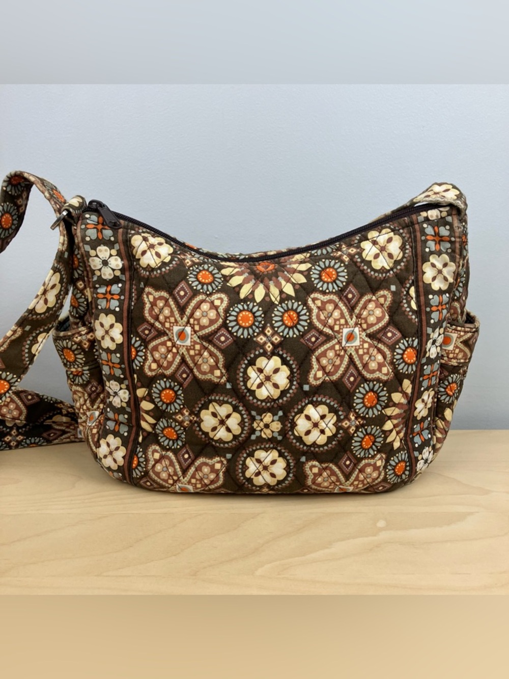 Vera Bradley Set Shoulder Bag Purse & Wallet Brown Floral Pattern - Picture 2 of 16